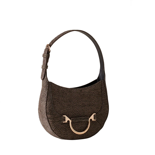 Borbonese - Mini Hobo Bag 110 in camoscio Clay Grey - 923047684 - CLAY/GREY