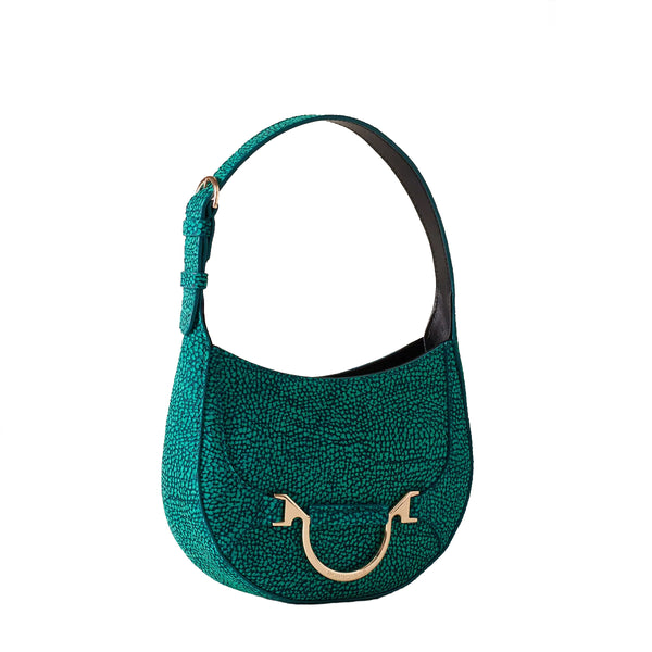 Borbonese - Mini Hobo Bag 110 in camoscio Peacock - 923047684 - PEACOCK