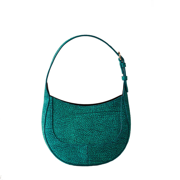 Borbonese - Mini Hobo Bag 110 in camoscio Peacock - 923047684 - PEACOCK