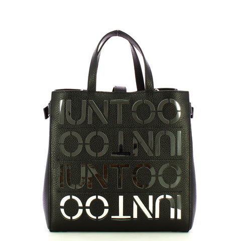 Iuntoo - new tote piccola multilogo specchio nero argento - 175 | Italystation.com - Shop Now at italystation.com