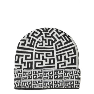 Ga��lle - Cuffia Jacquard Monogram Nero Offwhite GAACW01002 | Italystation.com Shop Now at italystation.com