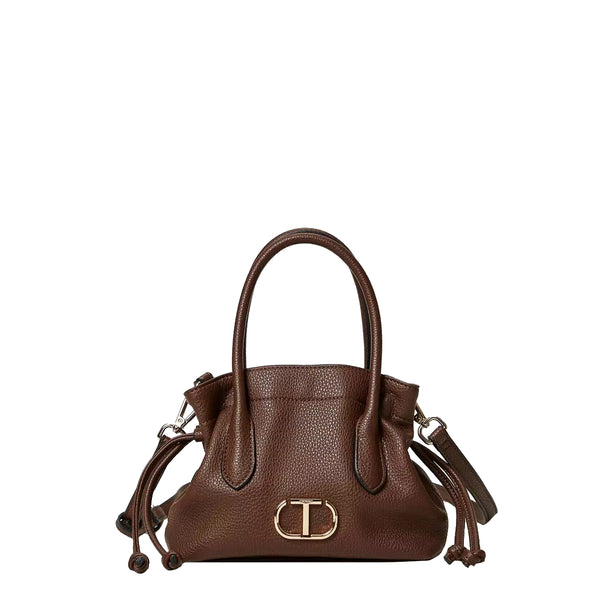 Twinset - Oval T Coffee Chocolate Small Tote Bag - 242TD8231 - COFFEE/CHOCOLATE