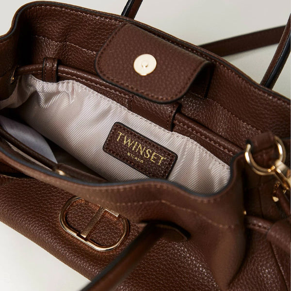 Twinset - Oval T Coffee Chocolate Small Tote Bag - 242TD8231 - COFFEE/CHOCOLATE
