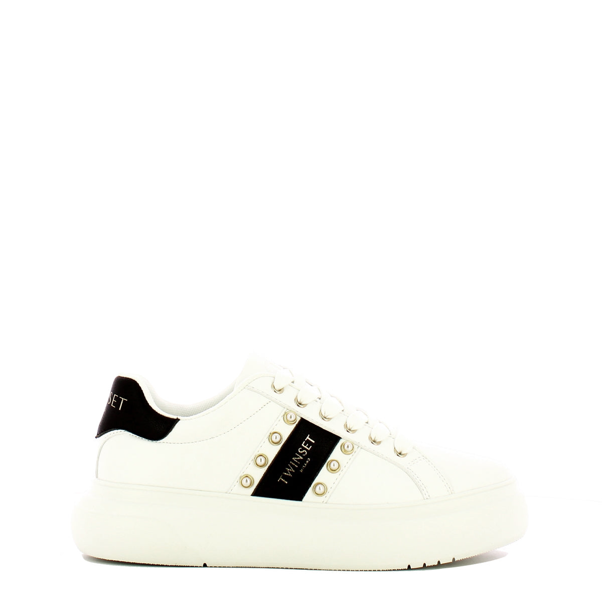 Twin Set Twin set - sneakers dettaglio perlina bianco ottico nero - 24 | Italystation.com - Shop Now at italystation.com