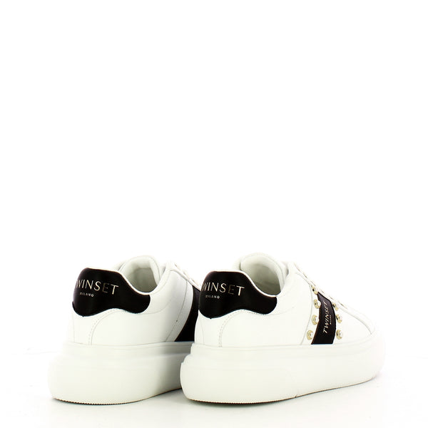 Twin Set Twin set - sneakers dettaglio perlina bianco ottico nero - 24 | Italystation.com - Shop Now at italystation.com