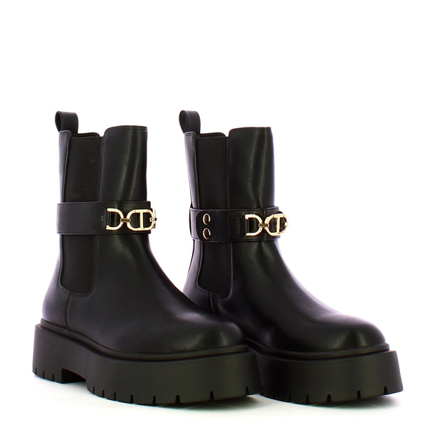 Twin Set Twin set - stivaletto chelsea con catena oval t nero - 242tcp | Italystation.com - Shop Now at italystation.com