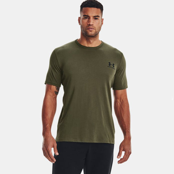 Under Armour - T-Shirt UA Left Chest Logo Marine OD Green Black Black - 77-1326799 - MARINE/OD/GREEN/BLACK/BLACK