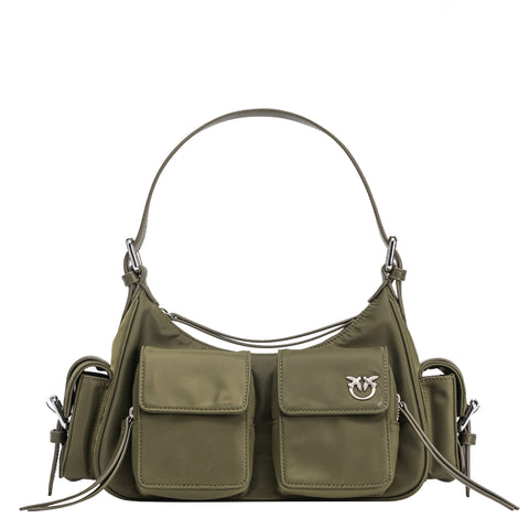 Pinko - borsa a spalla cargo piantagione shiny nickel - 102794a1 | Italystation.com - Shop Now at italystation.com