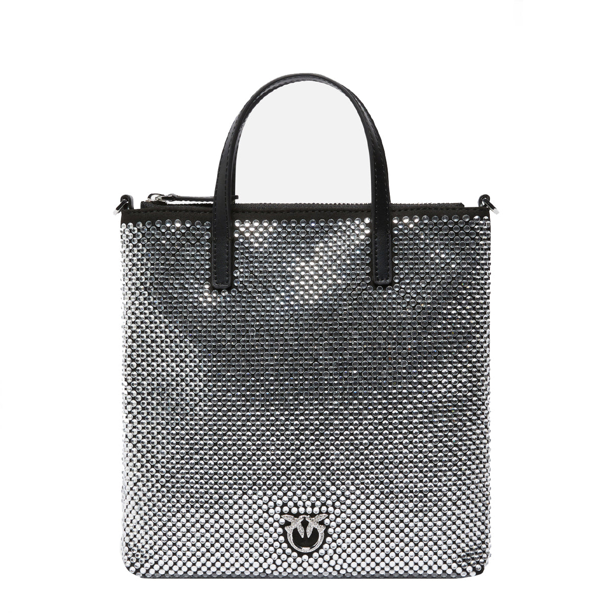 Pinko - Mini Shopper Strass Jewel Nero Canna Di Fucile 102746A | Italystation.com Shop Now at italystation.com