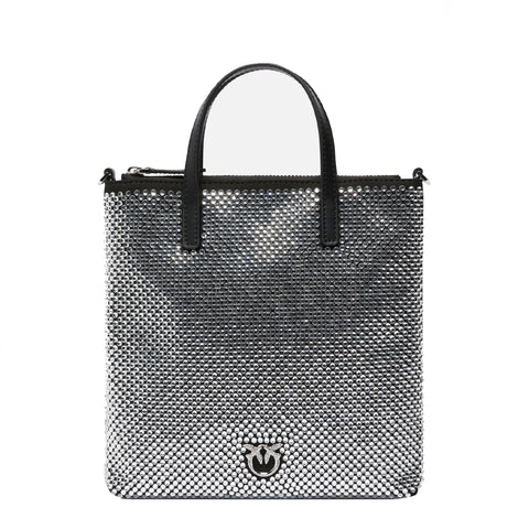 Pinko - Mini Shopper Strass Jewel Nero Canna Di Fucile 102746A | Italystation.com Shop Now at italystation.com