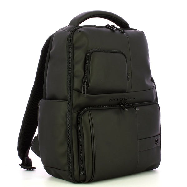 Piquadro - Zaino Gommato Porta PC 14" Nero CA6238W129W NE | Italystation.com Shop Now at italystation.com