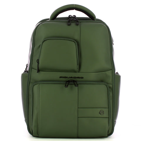 Piquadro - Zaino Gommato Porta PC 15.6" Verde CA6239W129W | Italystation.com Shop Now at italystation.com