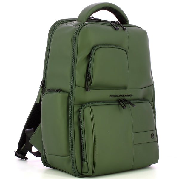 Piquadro - Zaino Gommato Porta PC 15.6" Verde CA6239W129W | Italystation.com Shop Now at italystation.com