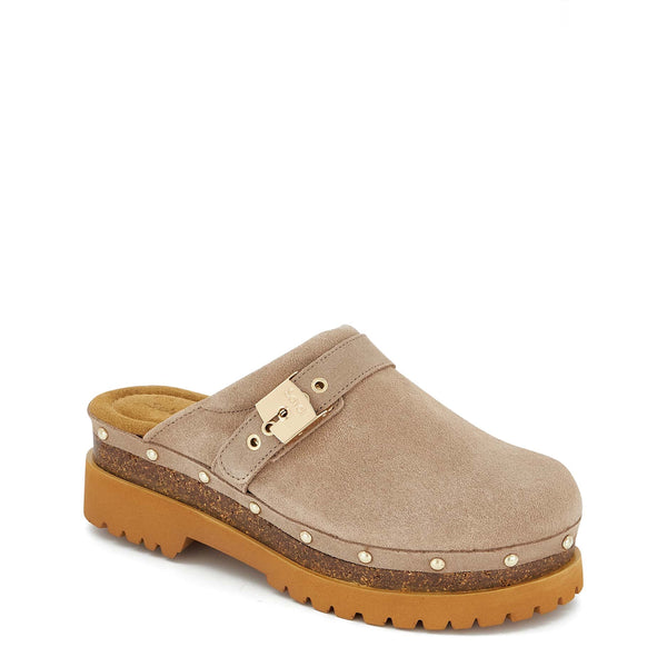 Scholl - zoccolo cindy cork dark beige sl.f316342361 dark/b | Italystation.com Shop Now at italystation.com