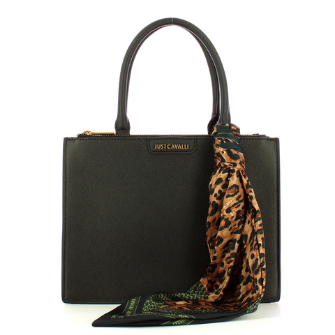 Just Cavalli - Borsa a mano JC Foulard Iconic Leopard Black - 77RA4BI1ZS766 - BLACK