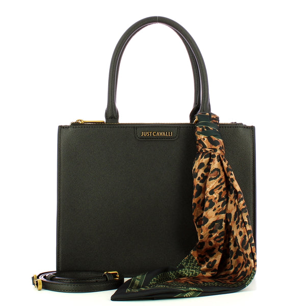 Just Cavalli - Borsa a mano JC Foulard Iconic Leopard Black - 77RA4BI1ZS766 - BLACK