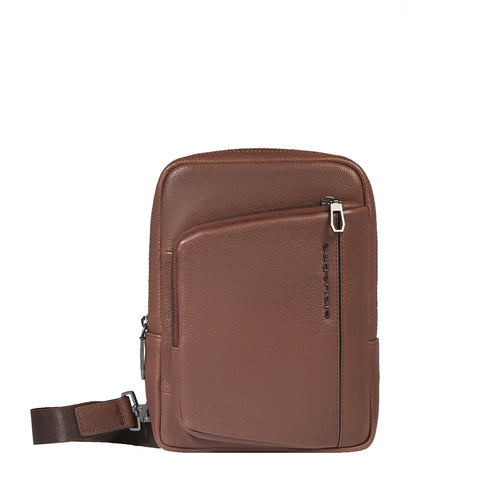 Piquadro - Cronus Marrone Crossbody Bag with mini tablet sleeve - CA3084S134 - MARRONE