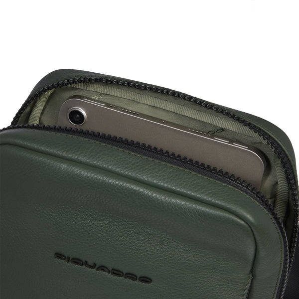 Piquadro - Than Verde Crossbody Bag with mini tablet sleeve - CA3084S135 - VERDE