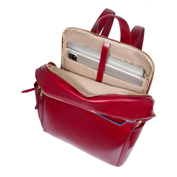 Piquadro - Small Laptop Backpack Blue Square 14" Rosso - CA6678B2 - ROSSO
