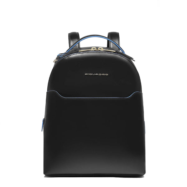 Piquadro - Small Backpack Blue Square with mini tablet sleeve Nero - CA6677B2 - NERO