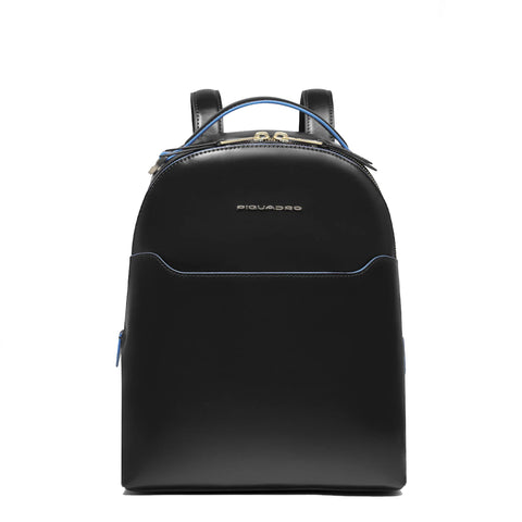 Piquadro - Small Backpack Blue Square with mini tablet sleeve Nero - CA6677B2 - NERO