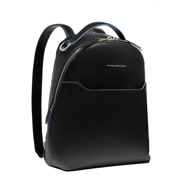 Piquadro - Small Backpack Blue Square with mini tablet sleeve Nero - CA6677B2 - NERO