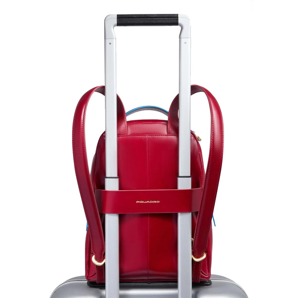 Piquadro - Small Backpack Blue Square with mini tablet sleeve Rosso - CA6677B2 - ROSSO