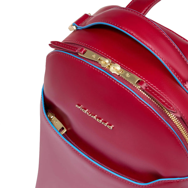 Piquadro - Small Backpack Blue Square with mini tablet sleeve Rosso - CA6677B2 - ROSSO
