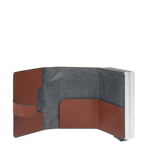 Piquadro - Compact Wallet Doppio Black Square Cuoio PP5472B | Italystation.com Shop Now at italystation.com