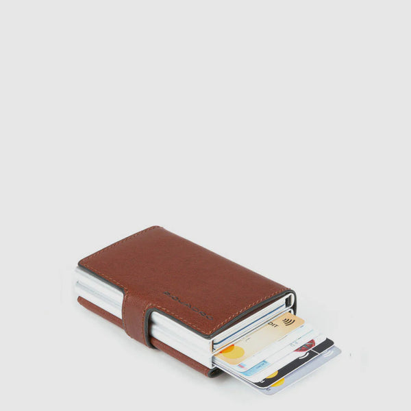 Piquadro - Compact Wallet Doppio Black Square Cuoio PP5472B | Italystation.com Shop Now at italystation.com