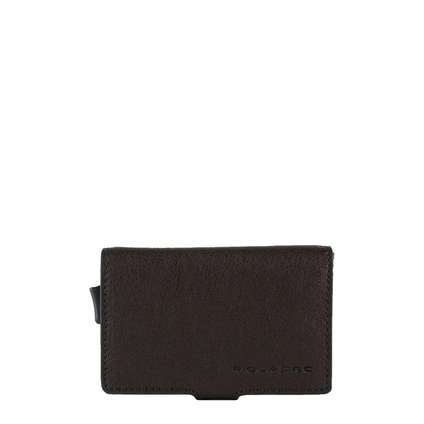 Piquadro - Compact Wallet Doppio Black Square Testa Moro PP | Italystation.com Shop Now at italystation.com