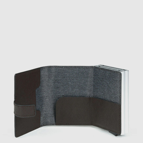 Piquadro - Compact Wallet Doppio Black Square Testa Moro PP | Italystation.com Shop Now at italystation.com