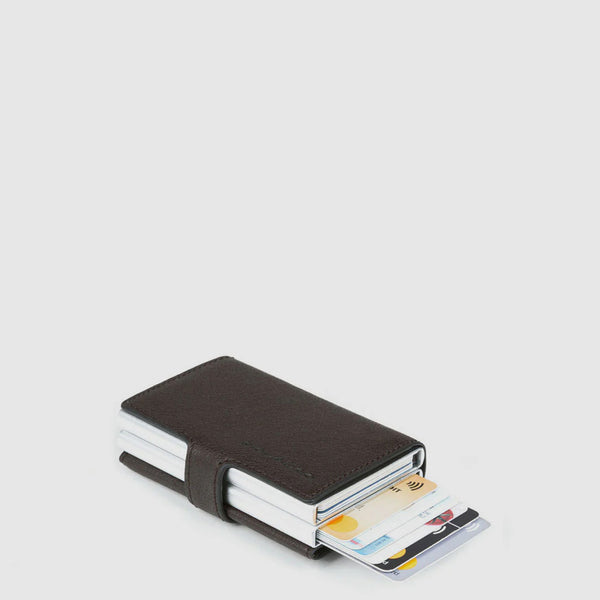 Piquadro - Compact Wallet Doppio Black Square Testa Moro PP | Italystation.com Shop Now at italystation.com