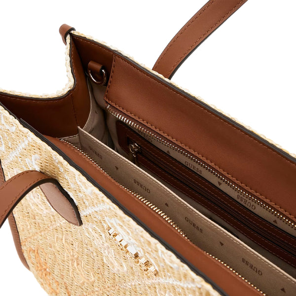 Guess - Borsa a mano Silvana 4G Cognac Logo HWSW8665220 COGN | Italystation.com Shop Now at italystation.com