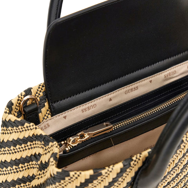 Guess - Borsa a mano Simona Natural Black HWWG9210050 NATURA | Italystation.com Shop Now at italystation.com