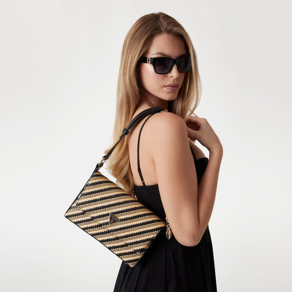 Guess - Borsa a spalla Simona Natural Black HWWG9210190 NATU | Italystation.com Shop Now at italystation.com