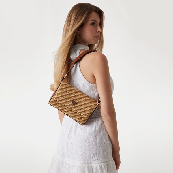 Guess - Borsa a spalla Simona Natural Cognac HWWG9210190 NAT | Italystation.com Shop Now at italystation.com