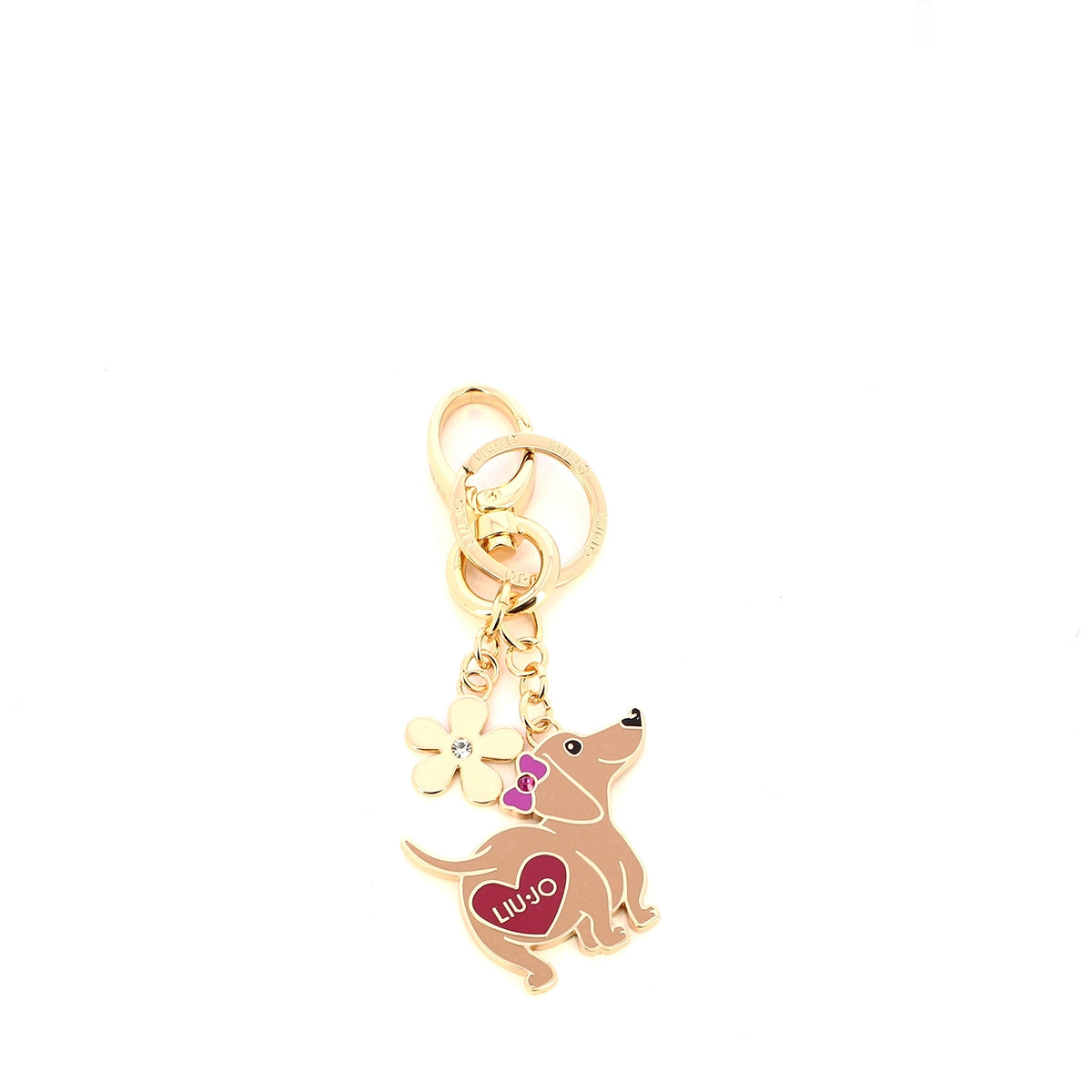 Liu Jo - Portachiavi Cane e Fiore Brass Gold AA5106A0001 BR | Italystation.com Shop Now at italystation.com