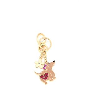 Liu Jo - Portachiavi Cane e Fiore Brass Gold AA5106A0001 BR | Italystation.com Shop Now at italystation.com