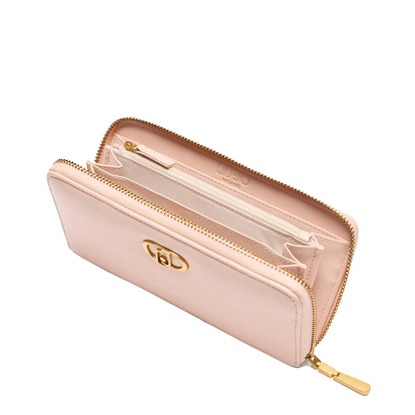 Liu Jo - Portafoglio grande Zip Around con Logo Cipria AA5140 | Italystation.com Shop Now at italystation.com