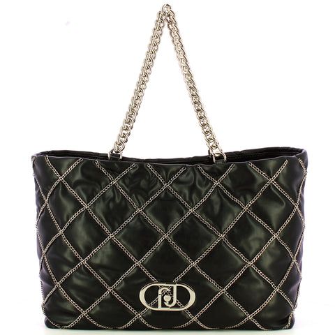 Liu Jo - Borsa a spalla con catena Black AA5146E0006 BLACK | Italystation.com Shop Now at italystation.com