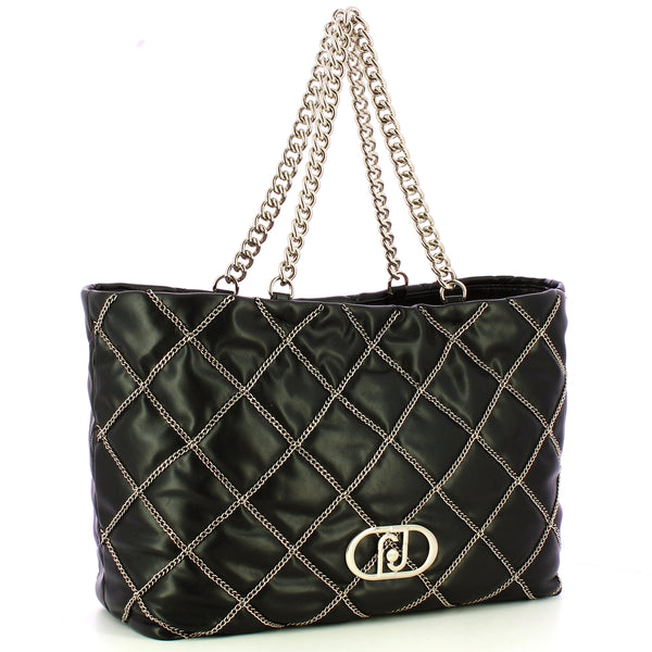 Liu Jo - Borsa a spalla con catena Black AA5146E0006 BLACK | Italystation.com Shop Now at italystation.com