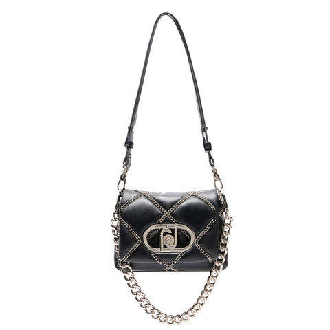 Liu Jo - LaPuffy Black Shoulder Bag with chain - AA5269E0006 - BLACK