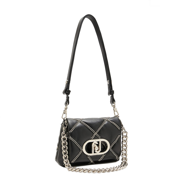 Liu Jo - LaPuffy Black Shoulder Bag with chain - AA5269E0006 - BLACK