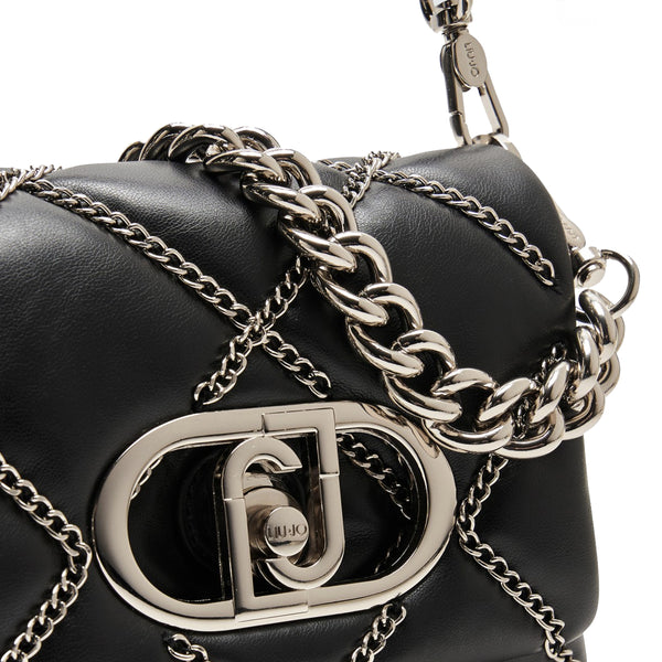 Liu Jo - LaPuffy Black Shoulder Bag with chain - AA5269E0006 - BLACK