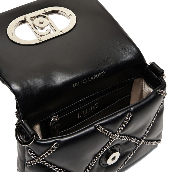 Liu Jo - LaPuffy Black Shoulder Bag with chain - AA5269E0006 - BLACK