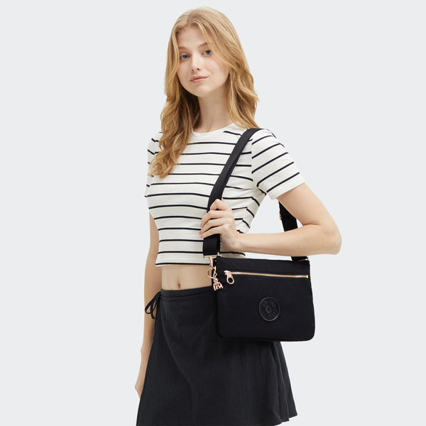 Kipling - Tracolla Riri L Zip Black Rose Spice - KPKI4507 - BLCK/ROSE/SPICE