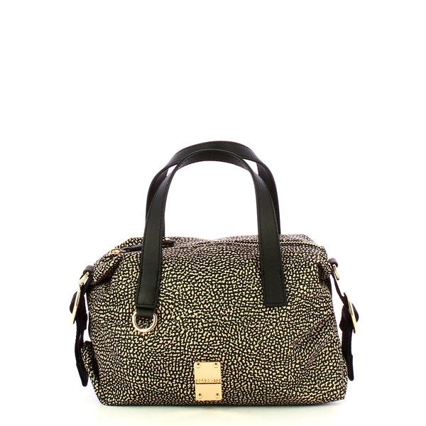 Borbonese - Mini OP Naturale Nero Handbag - 91010042AH1 - OP/NATURALE/NERO