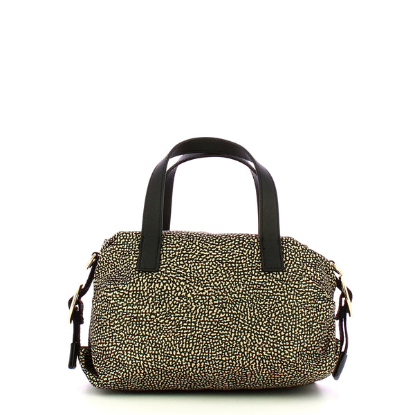 Borbonese - Mini OP Naturale Nero Handbag - 91010042AH1 - OP/NATURALE/NERO