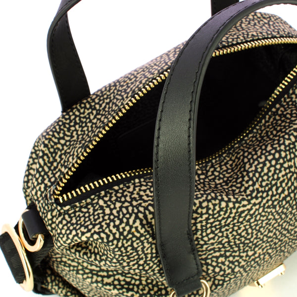 Borbonese - Mini OP Naturale Nero Handbag - 91010042AH1 - OP/NATURALE/NERO
